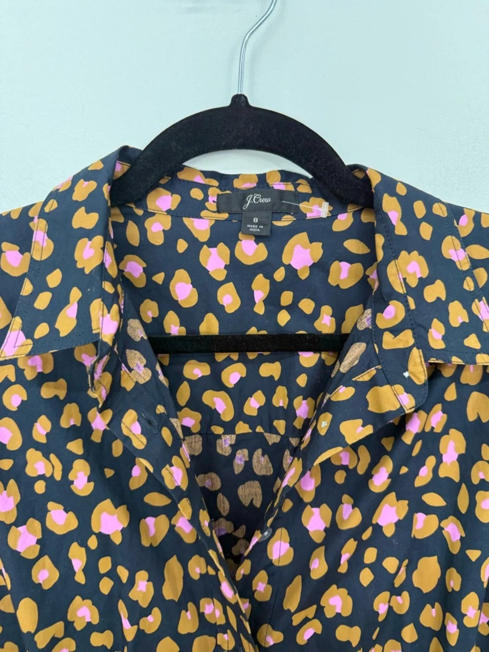J Crew Navy Leopard Shirt Midi Dress Y9